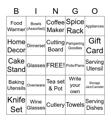 Yurisha's Bridal Bingo Card