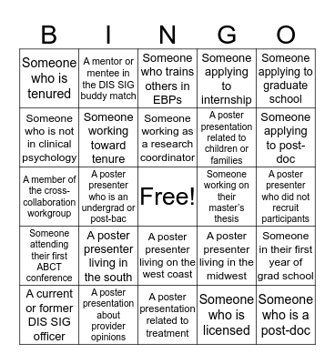 DIS SIG Happy Hour Bingo Card