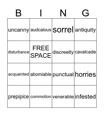 The Hobbit Bingo Game Bingo Card