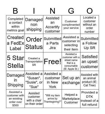 Thanksgiving Bingo Card