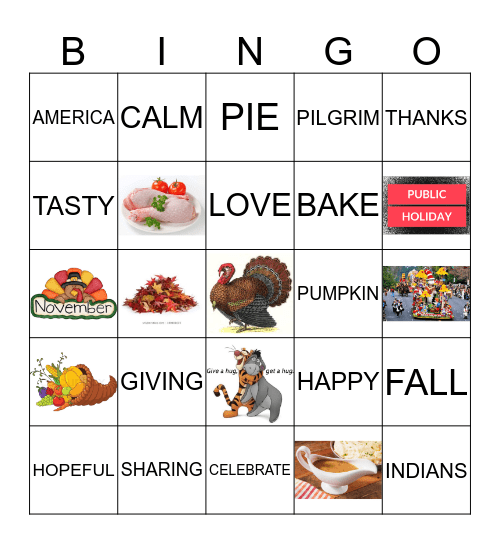 THANKSGIVING Bingo Card