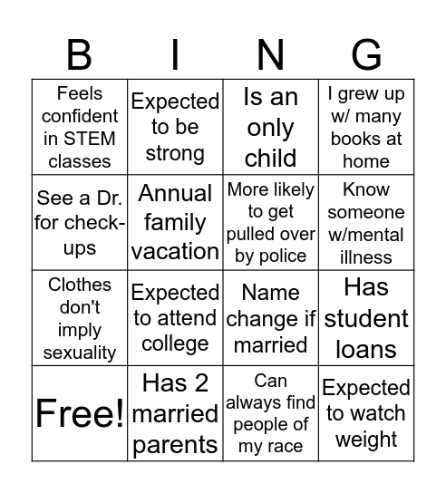Biased Bingo Card