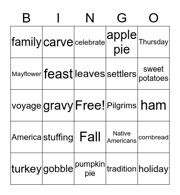 Thanksgiving Bingo Card