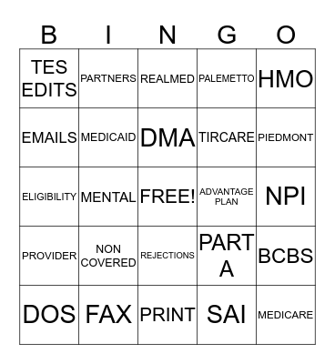 ELIGIBILITY Bingo Card