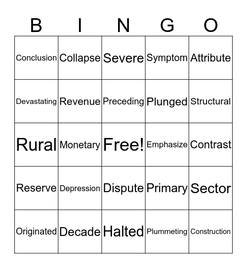 Words I Know Bingo Card