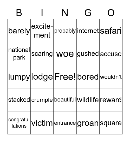 The Absolute Worst Vacation Ever Bingo Card