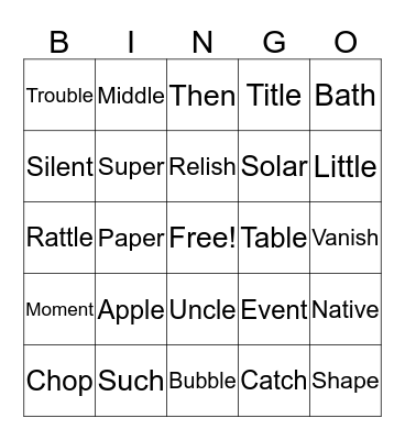 Untitled Bingo Card