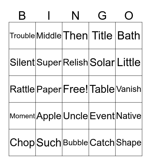 Untitled Bingo Card