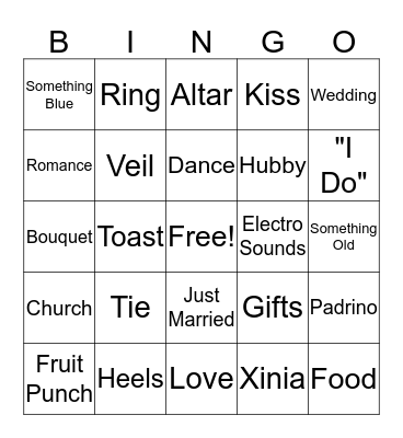 XINIA & VITO Bingo Card