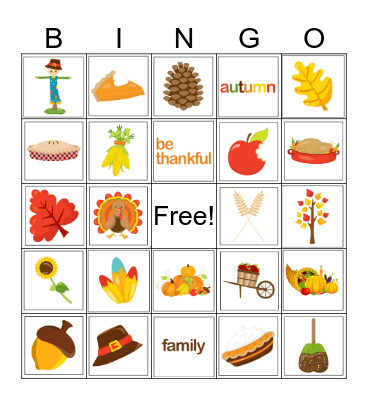 Thanksgiving Bingo Card