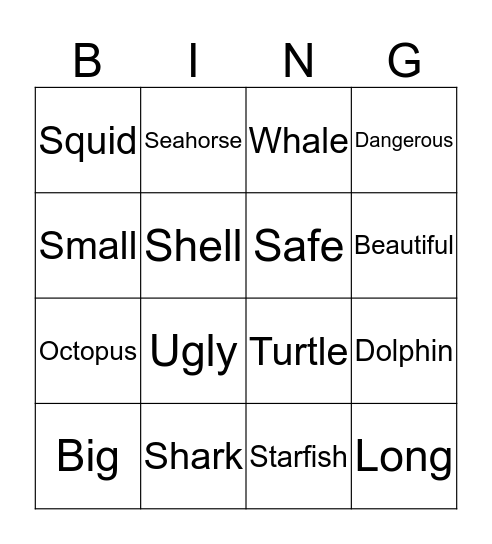 Under the Sea Bingo Card