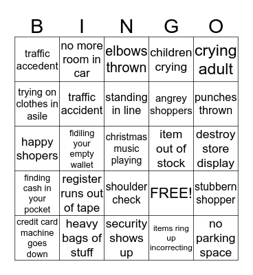 black friday bingo Card