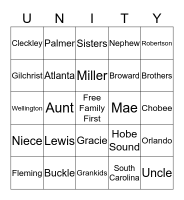 FAMILY FIRST Bingo Card