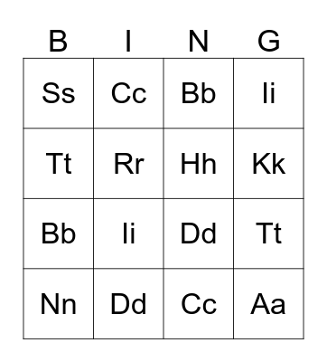 ABC bingo Card