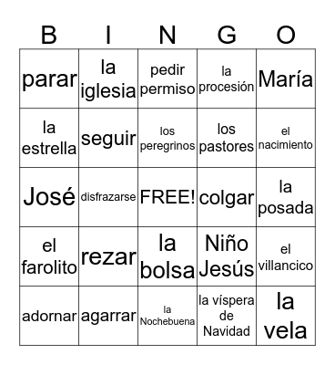 Las Posadas Bingo Card