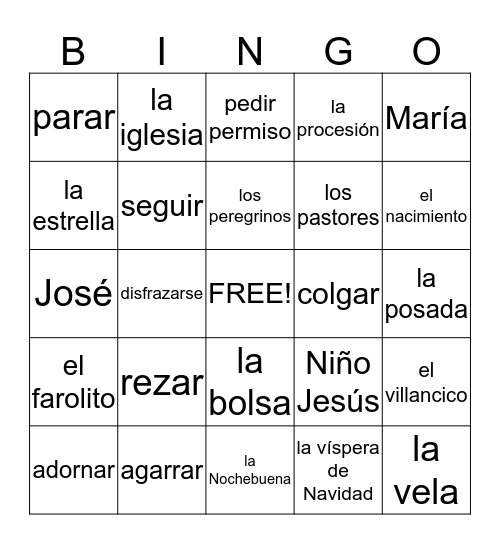 Las Posadas Bingo Card