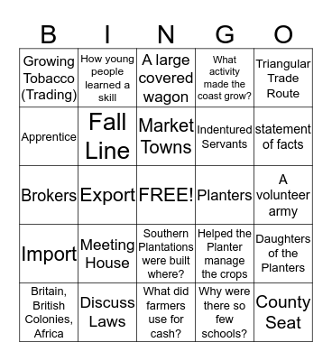 Chapter 6 Bingo Card