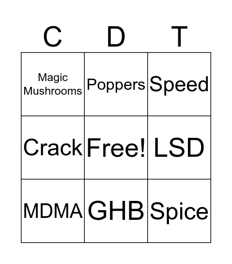 Break the Chain Bingo Card