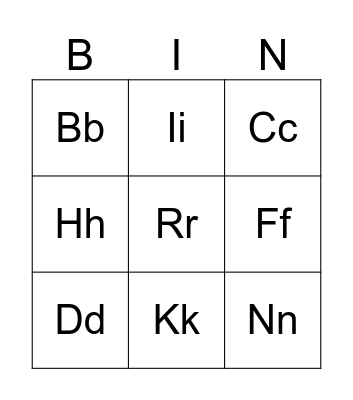 ABC bingo Card