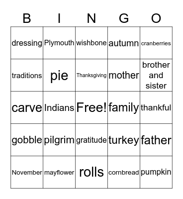 Thanksgiving Bingo Card