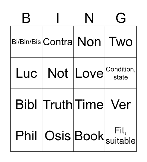 Roots 2 Bingo Card