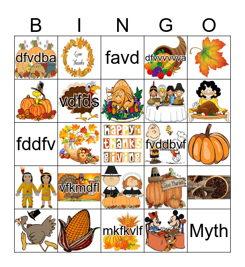 THANKSGIVING Bingo Card