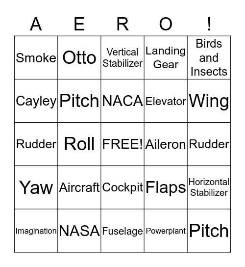 Physic of Flight Unit Test: Evolution of Flight/Aircraft Control Surfaces and Components Bingo Card