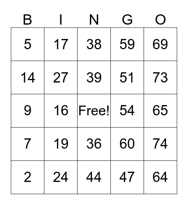 French Bingo Thing Bingo Card