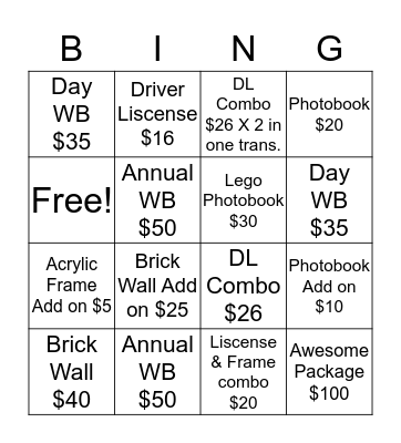 Driving School Bingo Card