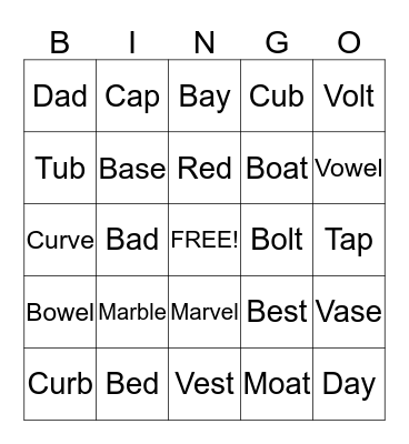 Pronunciation Bingo Card