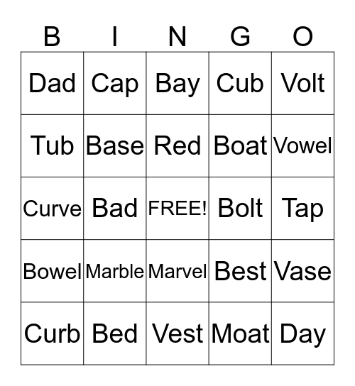 Pronunciation Bingo Card