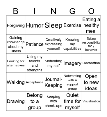 A to Z Coping Skills Bingo Card
