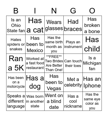 **BACHELORETTE BINGO**      Find someone who: Bingo Card