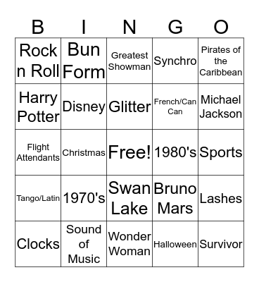 Dazzler Bingo Card