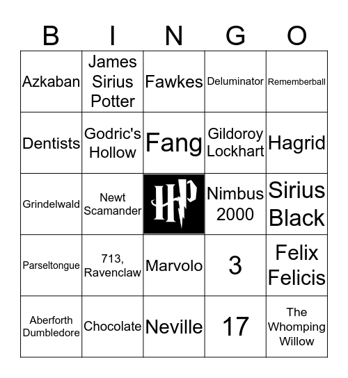 HARRY POTTER BINGO Card