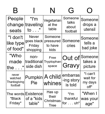 Friendsgiving Bingo Card