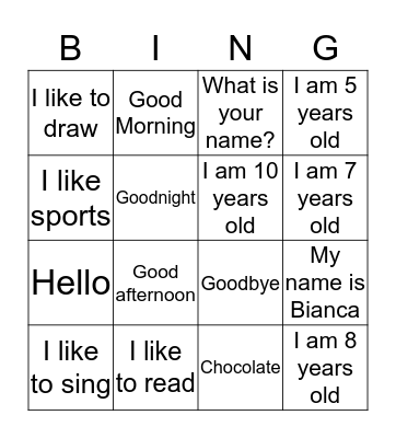 Who am I? Bingo Card