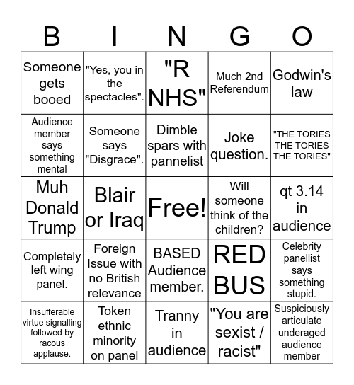 BBC QT BINGO Card