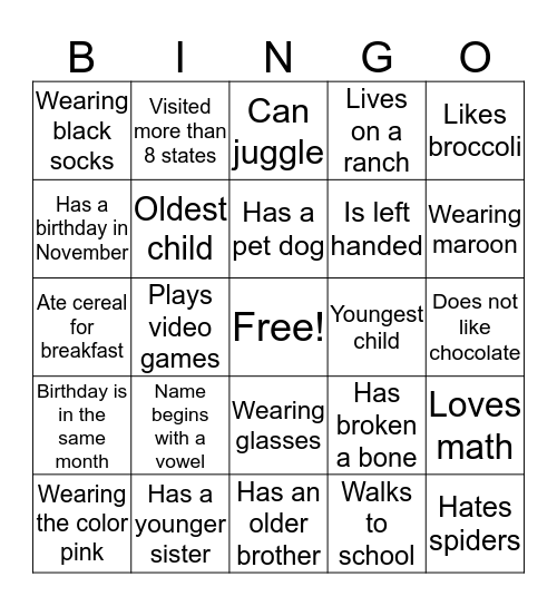 Panther Bingo Card