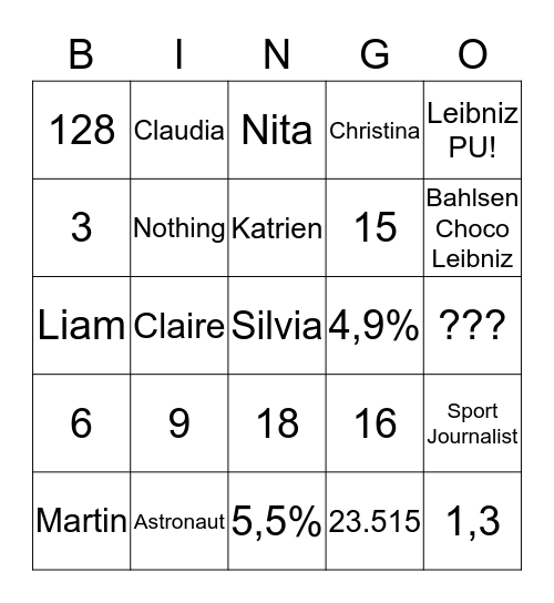 THE BAHLSEN QUESTIONS Bingo Card