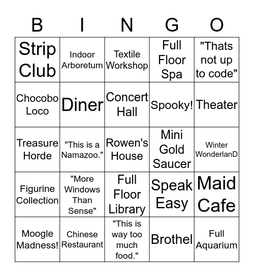 House Bingo Card