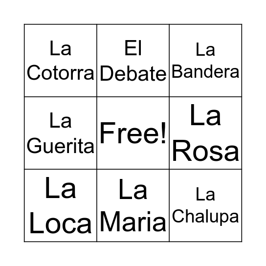 Lotería Bingo Card