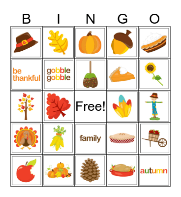 Thanksgiving Bingo Card