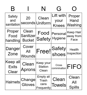 TDR SAFETY BINGO Card