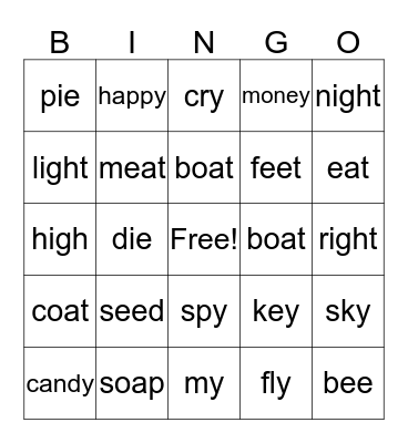 Phonics Bingo Card