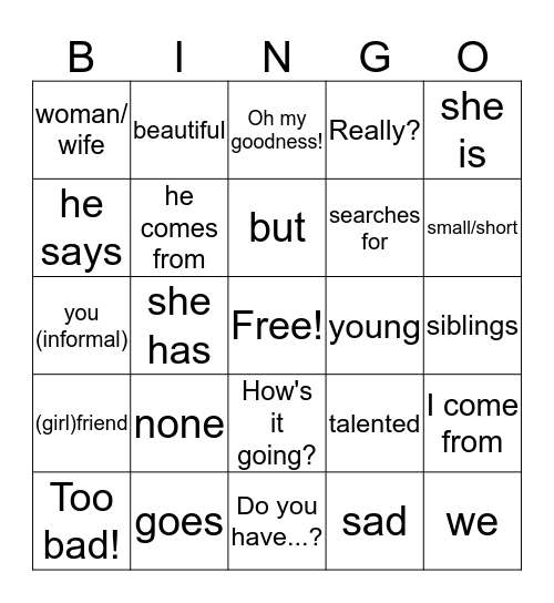Ludwigs Search for Love Bingo Card