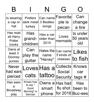 Turkey Day Bingo Card