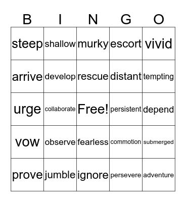 WOW WORDS Bingo Card
