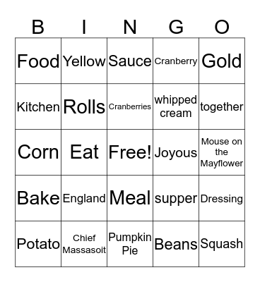 Thanksgiving Bingo Card