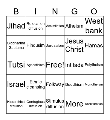 Culture Review Bingo Card
